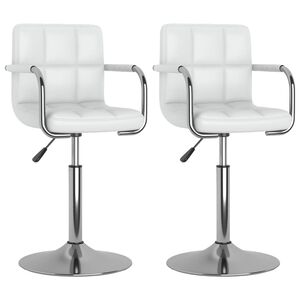 vidaXL Otočn&eacute; jed&aacute;lensk&eacute; stoličky 2 ks biele umel&aacute; koža
