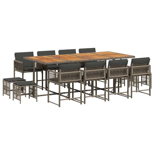 vidaXL 13-dielna z&aacute;hrad. jed&aacute;lensk&aacute; s&uacute;prava s vank&uacute;&scaron;mi siv&aacute; polyratan