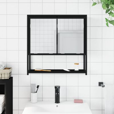 vidaXL Kúpeľňová skrinka so zrkadlom čierna 60x16x60cm kompozit. drevo