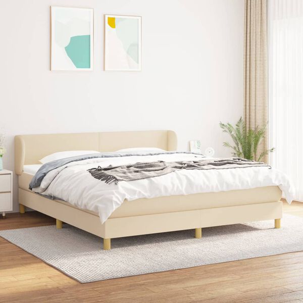 vidaXL Posteľn&yacute; r&aacute;m boxspring s matracom kr&eacute;mov&yacute; 180x200 cm l&aacute;tka