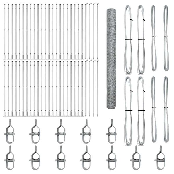 vidaXL Stĺp na plot. Strieborn&aacute; 100 x 1,5 m (36 mm sieť) Oceľ