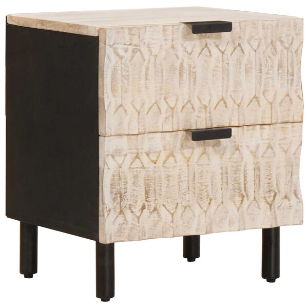 vidaXL Nočn&yacute; stol&iacute;k 2 pcs Biela 40 x 33 x 46 cm Mas&iacute;vne mango drevo