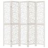 vidaXL Parav&aacute;n 5 panelov biely mas&iacute;vne drevo paulovnie