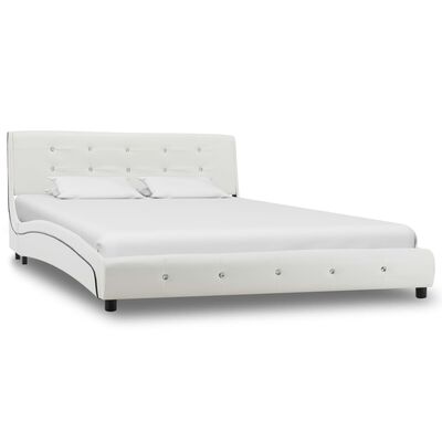 vidaXL Rám postele biely umelá koža 140x200 cm