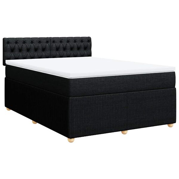vidaXL Posteľn&yacute; r&aacute;m boxspring s matracom čierny 160x200 cm l&aacute;tka