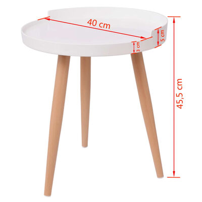 vidaXL Konferenčný stolík s podnosom, okrúhly 40x45,5 cm, biely