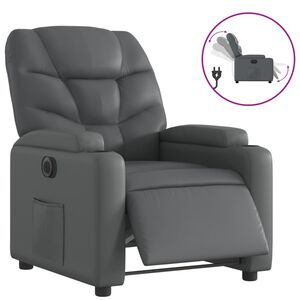 vidaXL Elektrick&eacute; skl&aacute;pacie kreslo siv&eacute; umel&aacute; koža