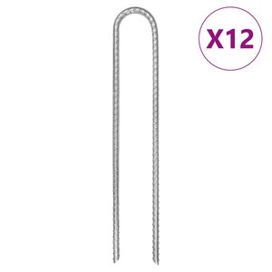 vidaXL Stanov&eacute; kol&iacute;ky 12 ks v tvare U 30 cm &Oslash;7 mm pozinkovan&aacute; oceľ