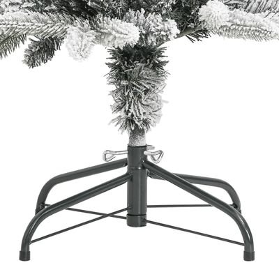 vidaXL Zasnežený umelý úzky vianočný stromček 180 cm PVC a PE