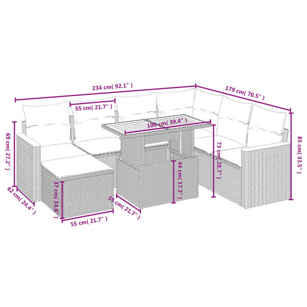 vidaXL 8-dielna z&aacute;hradn&aacute; s&uacute;prava pohoviek s vank&uacute;&scaron;mi b&eacute;žov&aacute; polyratan