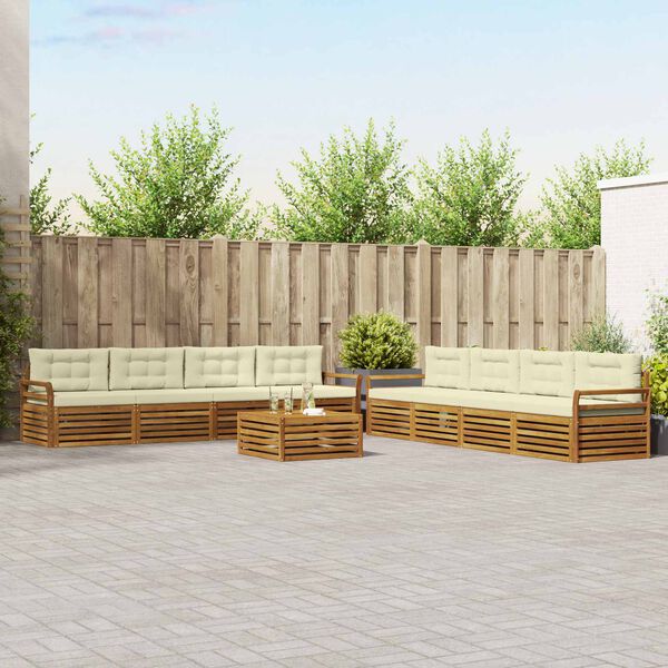 vidaXL Z&aacute;hradn&aacute; s&uacute;prava gaučov s vank&uacute;&scaron;om 9 pcs Pr&iacute;rodn&aacute; a kr&eacute;mov&aacute;