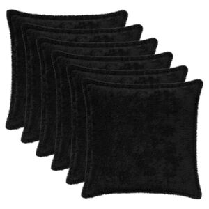 vidaXL Poťah na podložku 6 ks HOUTEN Čierna 30 x 30 cm Umel&aacute; kr&aacute;ličia