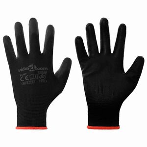 vidaXL Pracovn&eacute; rukavice 12 ks Čierna 7 / S Polyester