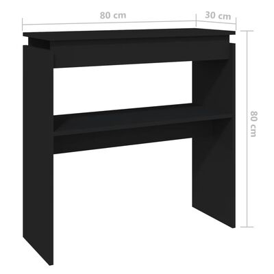 vidaXL Konzolový stolík čierny 80x30x80 cm drevotrieska