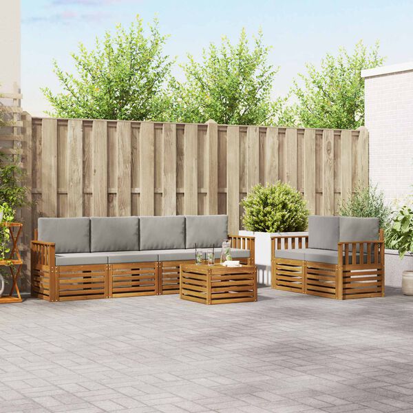 vidaXL S&uacute;pravy pohoviek s vank&uacute;&scaron;om 7 pcs Pr&iacute;rodn&aacute; a svetlosiv&aacute;