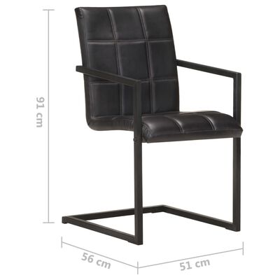 vidaXL Jedálenské stoličky s perovou kostrou 4 ks čierne pravá koža