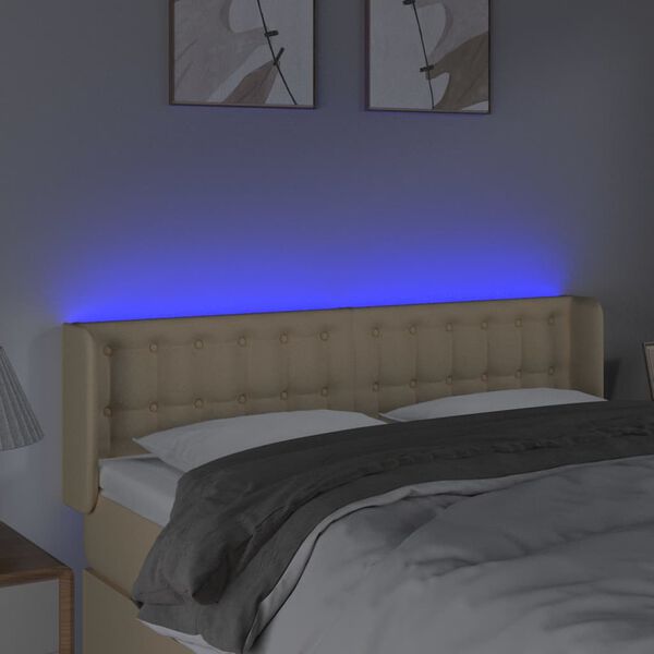 vidaXL Čelo postele s LED kr&eacute;mov&eacute; 147x16x78/88 cm l&aacute;tka