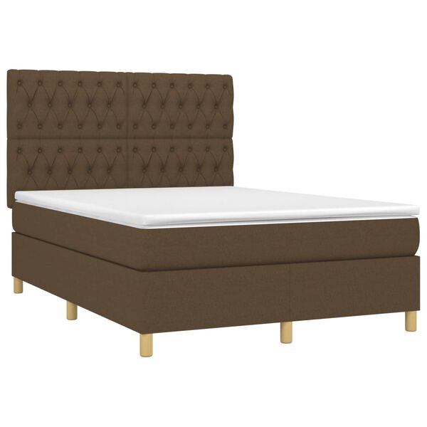 vidaXL Boxspring posteľ s matracom tmavohned&aacute; 140x190 cm l&aacute;tka