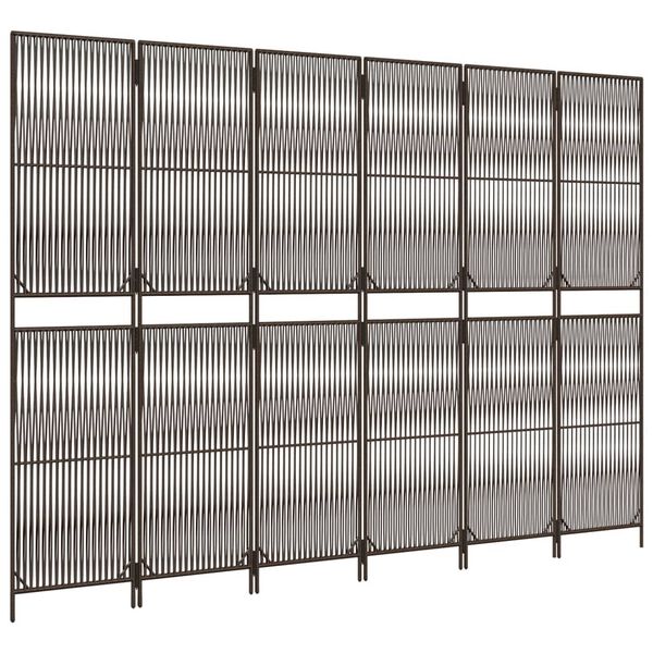 vidaXL Parav&aacute;n 6 panelov hned&yacute; polyratan