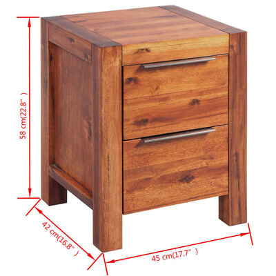 vidaXL Nočný stolík z masívneho akáciového dreva, hnedý, 45x42x58 cm