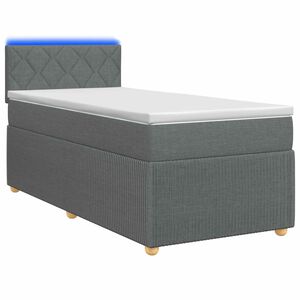 vidaXL Posteľ s boxspringom a matracom a LED Tmavosiv&aacute; 90 x 190 cm