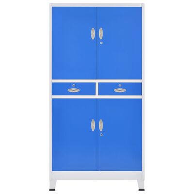vidaXL Kovová šatňová skriňa so 4 dverami, 90x40x180 cm šedá a modrá
