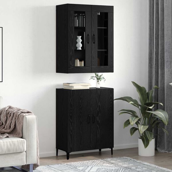 vidaXL Highboard 2 pcs Čierny dub Kompozitn&eacute; drevo
