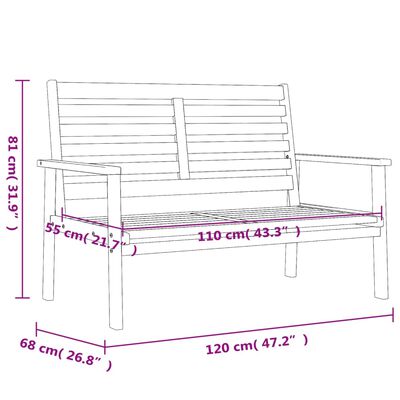 vidaXL Záhradná lavica 120 cm, akáciový masív