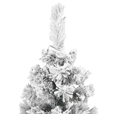 vidaXL Úzky umelý vianočný stromček, zasnežený, zelený 120 cm, PVC