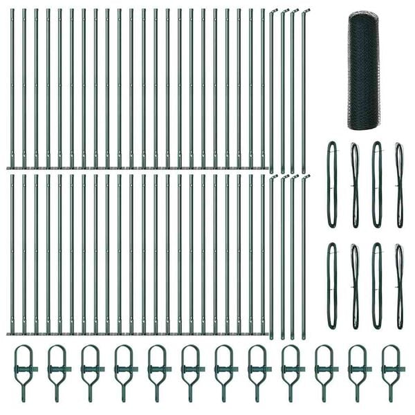 vidaXL Stĺp na plot. Zelen&aacute; 100 x 1 m (13 mm sieť) Ocel a PVC