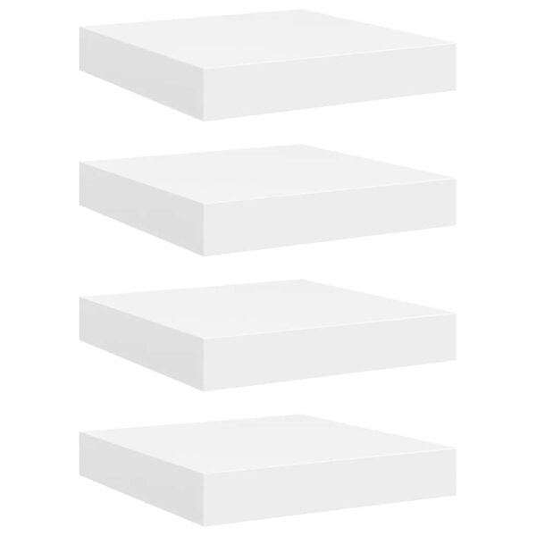 vidaXL Pl&aacute;vaj&uacute;ce n&aacute;stenn&eacute; police 4 ks, biele 23x23,5x3,8 cm, MDF