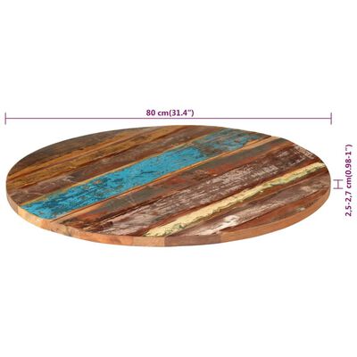 vidaXL Stolová doska Ø80x(2,5-2,7) cm recyklované masívne drevo