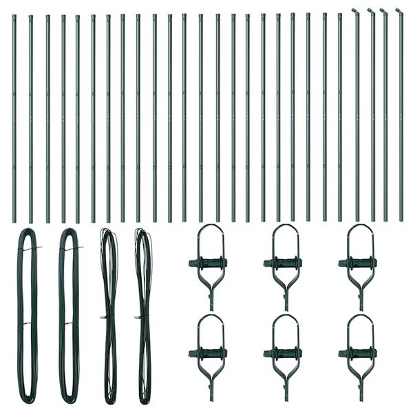 vidaXL Stĺp na plot. Iný 26 pcs Zelená 3,2 x 3,2 x 150 cm Oceľ