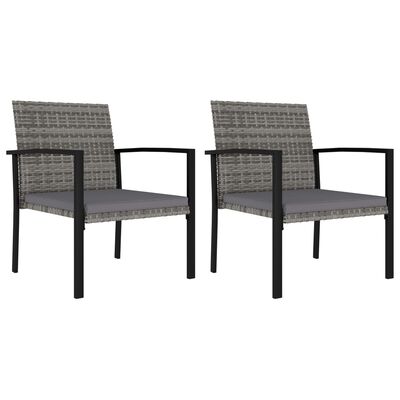 vidaXL Záhradné jedálenské stoličky 2 ks polyratanové sivé