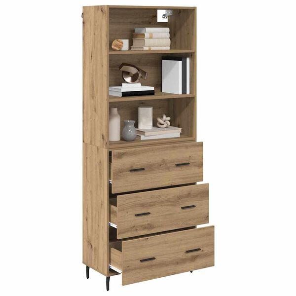 vidaXL Highboard so z&aacute;suvkou Remeseln&yacute; dub 69,5 x 34 x 180 cm