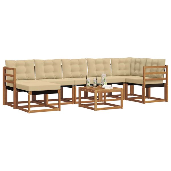 vidaXL Z&aacute;hradn&aacute; s&uacute;prava gaučov s vank&uacute;&scaron;om 8 pcs Pr&iacute;rodn&aacute; a b&eacute;žov&aacute;