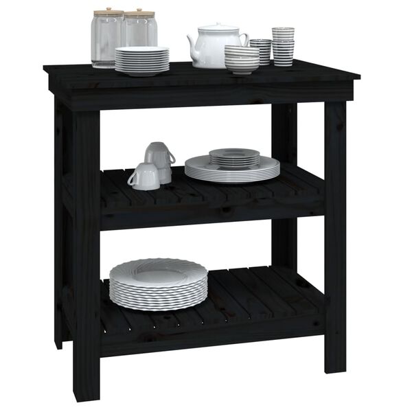 vidaXL Pracovná lavica čierna 78,5x50x80 cm masívna borovica