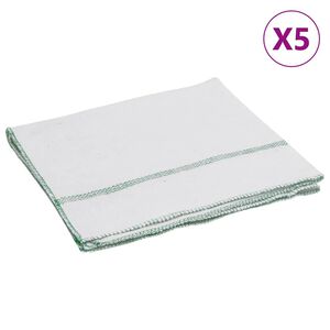 vidaXL Čistiace utierky 5 ks biele so zelen&yacute;mi pruhmi 50x60 cm