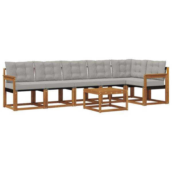 vidaXL Z&aacute;hradn&aacute; s&uacute;prava gaučov s vank&uacute;&scaron;om 7 pcs Pr&iacute;rodn&aacute; a svetlosiv&aacute;