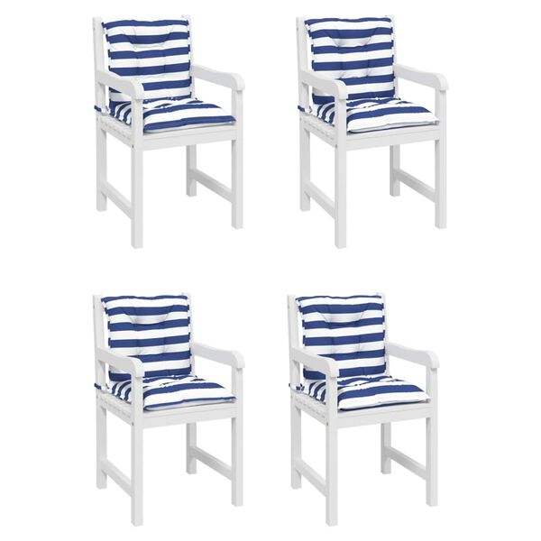 vidaXL Podu&scaron;ky na n&iacute;zke stoličky 4 ks modro-biele pruhovan&eacute; l&aacute;tka