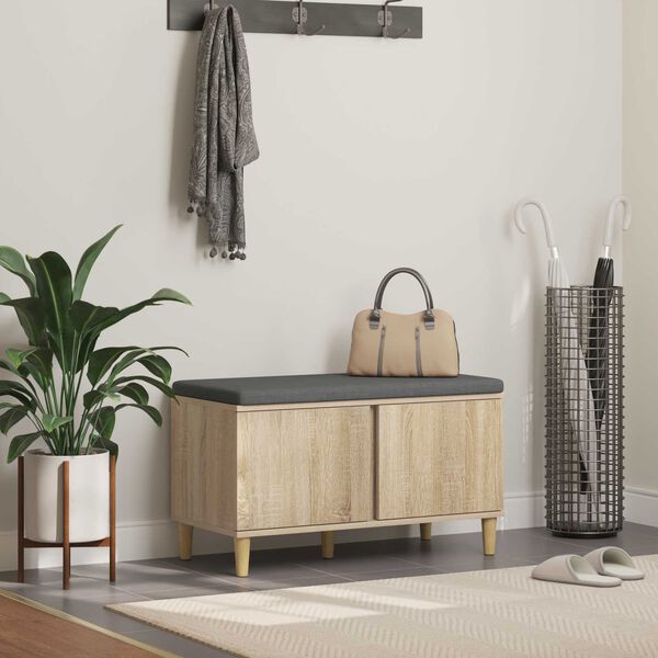 vidaXL Predsieňov&aacute; lavica s vank&uacute;&scaron;om Sonoma dub 80 x 38 x 46 cm