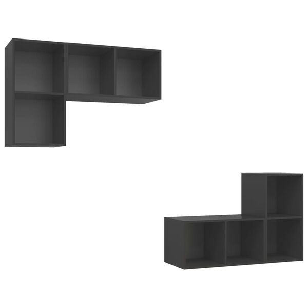 vidaXL N&aacute;stenn&eacute; TV skrinky 4 ks, siv&eacute;, kompozitn&eacute; drevo