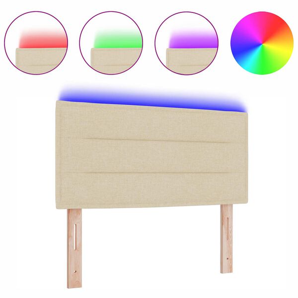 vidaXL LED hlavov&aacute; doska s čelnou doskou Kr&eacute;mov&aacute; 100 cm Polyester