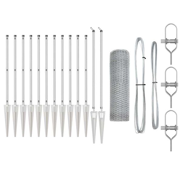 vidaXL Stĺp na plot. Strieborná 25 x 0,5 m (25 mm sieťovina) Oceľ