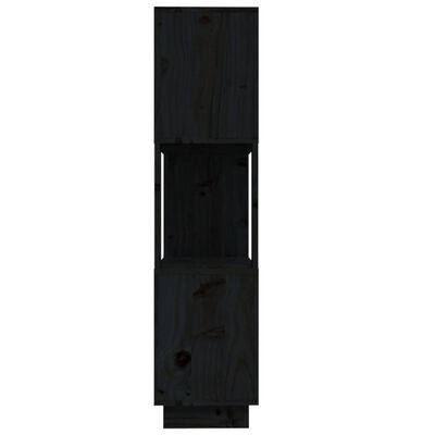 vidaXL Knižnica/deliaca stena čierna 80x25x101 cm masívna borovica