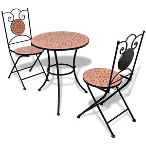 vidaXL 3-dielna bistro s&uacute;prava, keramick&eacute; dlaždice, tehlov&aacute; farba