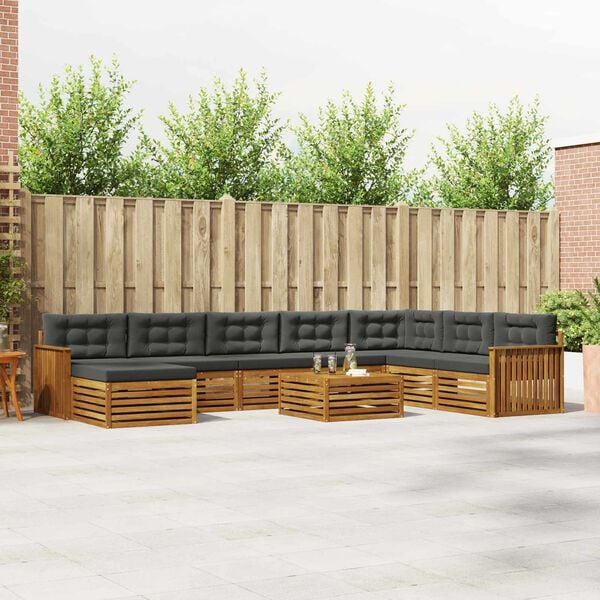 vidaXL S&uacute;pravy pohoviek s vank&uacute;&scaron;om 9 pcs Pr&iacute;rodn&aacute; a antracitov&aacute;