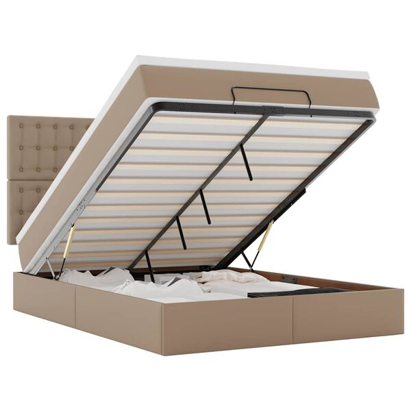 vidaXL Osmansk&yacute; r&aacute;m postele s matracom kapuč&iacute;nov&yacute; 140x200cm umel&aacute; koža