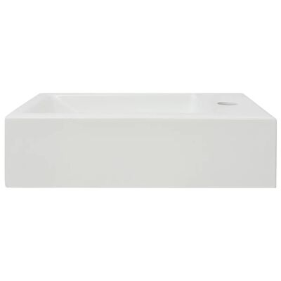 vidaXL Keramické umývadlo s otvorom na batériu, obdĺžnikové, biele, 46x25,5x12 cm