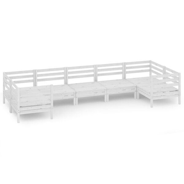 vidaXL 7-dielna z&aacute;hradn&aacute; sedacia s&uacute;prava biela borovicov&yacute; mas&iacute;v